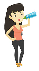 Image showing Sportive woman drinking water vector illustration.