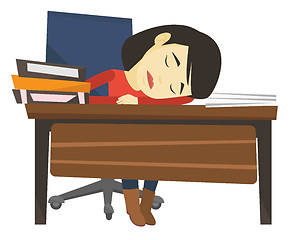 Image showing Student sleeping at the desk with book.