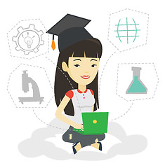 Image showing Graduate sitting on cloud vector illustration.