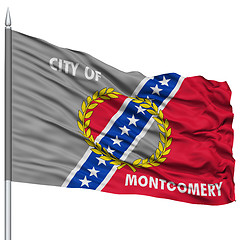 Image showing Montgomery Flag on Flagpole, Waving on White Background