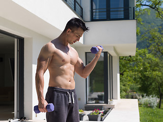 Image showing man doing morning exercises