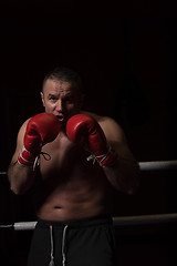 Image showing professional kickboxer in the training ring