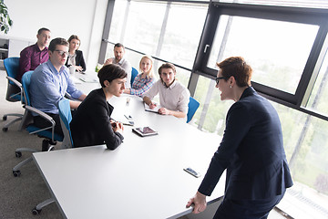 Image showing Group of young people meeting in startup office