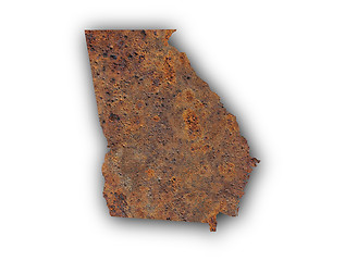 Image showing Map of Georgia on rusty metal