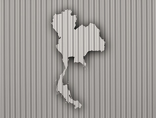 Image showing Map of Thailand on corrugated iron