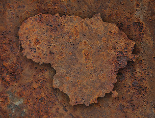 Image showing Map of Lithuania on rusty metal