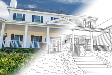 Image showing Beautiful Custom House Drawing and Photo Combination on a White 