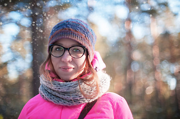 Image showing woman portrait in a winter forest