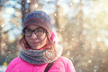 Image showing woman portrait in a winter forest