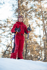 Image showing skiing in the forest