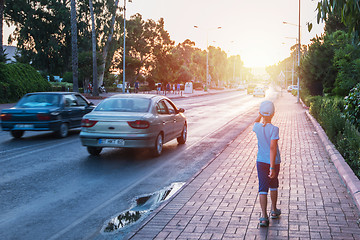 Image showing Kid boy walking