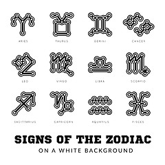 Image showing Zodiac signs. Thin line vector icons