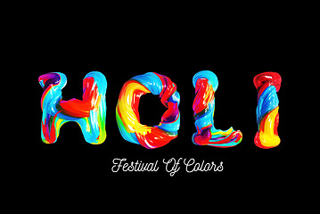 Image showing Colorful 3d text holi. Holiday of colors in India