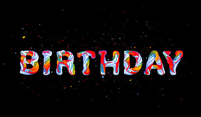 Image showing Colorful 3d text birthday