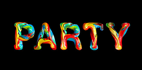 Image showing Colorful 3d text party.