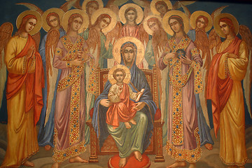 Image showing Virgin Mary with baby Jesus and choir of angels