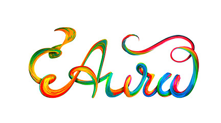 Image showing Aura colorful text, lettering design on white