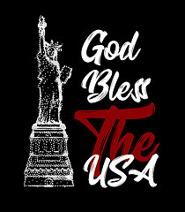 Image showing God Bless The USA text with The Statue of Liberty
