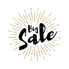 Image showing Big sale lettering with sunbursts vector background
