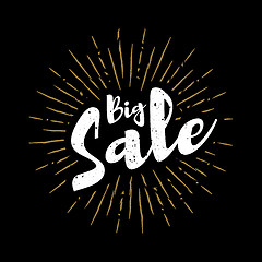 Image showing Big sale lettering with sunbursts vector background