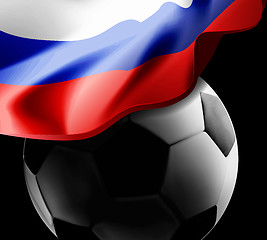 Image showing World Championship Football 2018 Background Soccer Russia with flag and football ball. Vector illustration