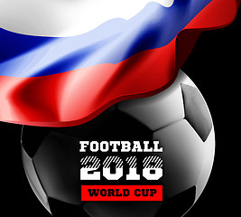 Image showing World Championship Football 2018 Background Soccer Russia with flag and football ball. Vector illustration