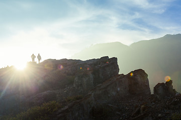 Image showing Hikers, Ijen volcano crater