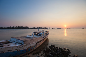 Image showing Fishing boat at twilight