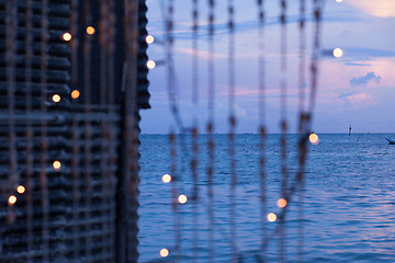 Image showing Strings of seashells and christmas lights