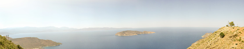 Image showing sea, Psira island and mountains landscape