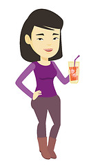 Image showing Woman drinking cocktail vector illustration.