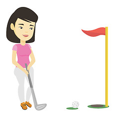 Image showing Golfer hitting the ball vector illustration.