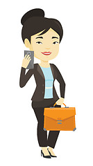 Image showing Business woman making selfie vector illustration.