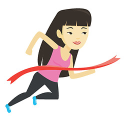 Image showing Athlete crossing finish line vector illustration.