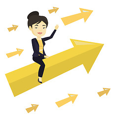 Image showing Happy business woman flying to success.