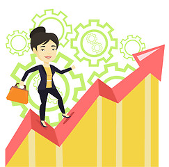 Image showing Happy business woman standing on profit chart.
