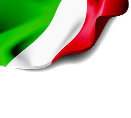 Image showing Waving flag of Italy close-up with shadow on white background. Vector illustration with copy space