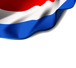 Image showing Waving flag of Netherlands close-up with shadow on white background. Flag of Holland. Vector illustration with copy space