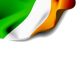 Image showing Waving flag of Ireland close-up with shadow on white background. Vector illustration with copy space