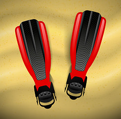 Image showing Swimming flippers on the sand. Vector