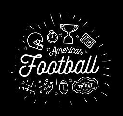 Image showing American football. Vector illustration in the style of thin lines with flat icons in black and white