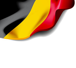 Image showing Waving flag of Belgium close-up with shadow on white background. Vector illustration with copy space