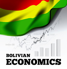 Image showing Bolvian economics vector illustration with bolivia flag and business chart, bar chart stock numbers bull market, uptrend line graph symbolizes the growth