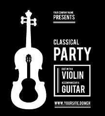 Image showing Classical music party. Duet violin and guitar