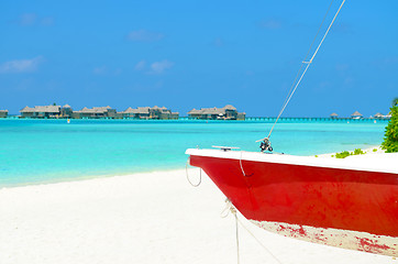 Image showing Boat at maldives island