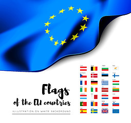 Image showing Flags of the countries of the European Union. EU flags. Vector set