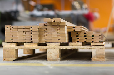 Image showing wooden boards or fibreboards at woodworking plant