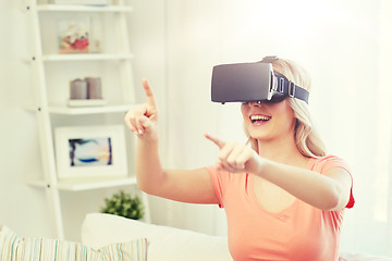 Image showing woman in virtual reality headset or 3d glasses