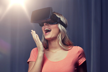 Image showing woman in virtual reality headset or 3d glasses