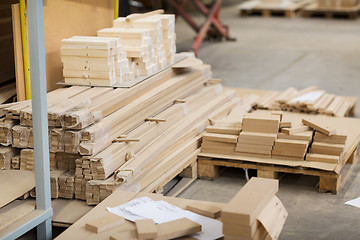 Image showing wooden boards or fibreboards at woodworking plant